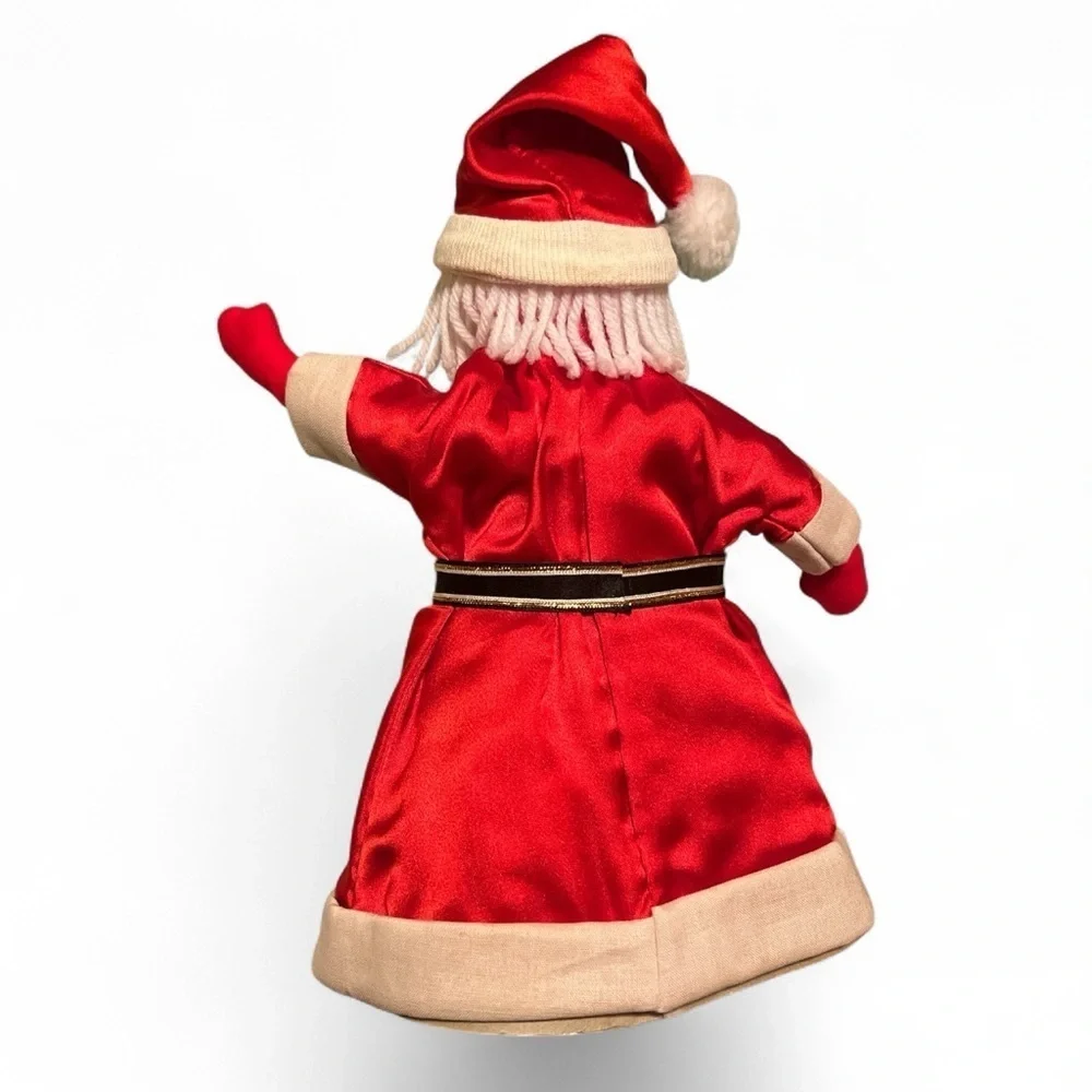 Vintage 1960s Satin Santa Claus Tree Topper Puppet Style Christmas Decoration